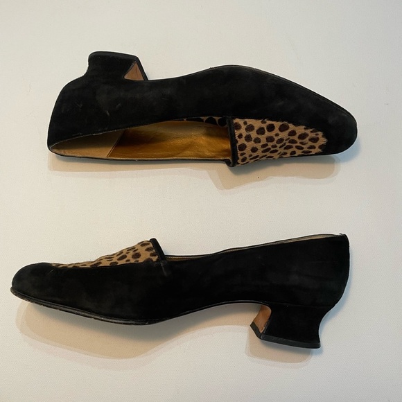 Martinez Valero Black and Tan Animal Print Loafers Size 8 - Picture 7 of 9